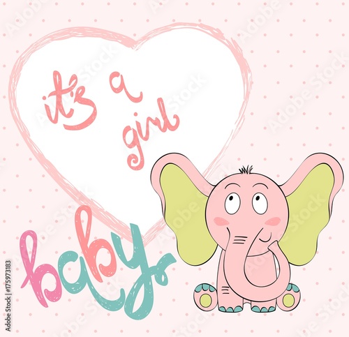 Cute hand drawn frame with cartoon elephant