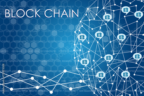 Online wallet with virtual money are connected in block chain. Vector illustration on business theme.