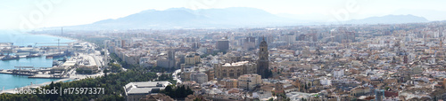 Panorama view from the Gibralfaro castle in Malaga   Andalusia  Spain                             