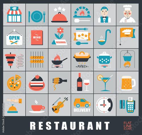 Premium quality kitchen and restaurant icons.