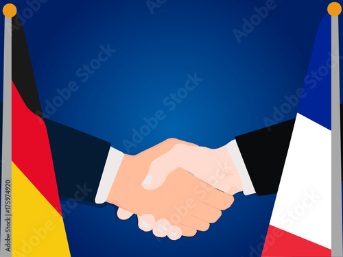 Deal Cooperation partnership and renegotiation Germany and France with the businessman europe handshake symbol vector illustration
