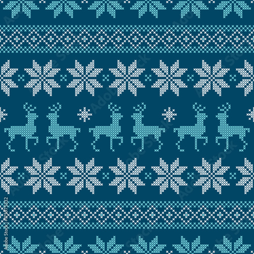 Seamless Stitch Pattern Norwegian Style Blue/White