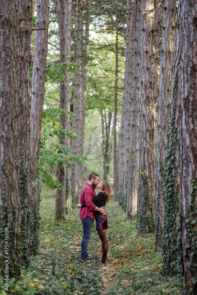 Embraced Young Couple in the Woods Embraced Young Couple in the Woods
