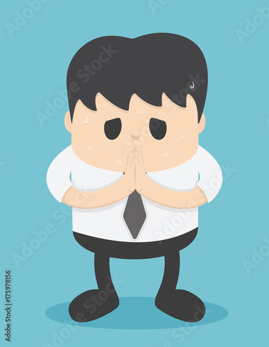 Business people who regret  show hand gesture, excuse me, in the form of Thailand,sorry