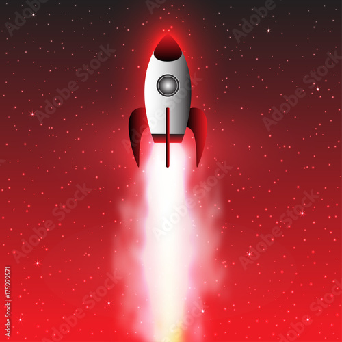 Space rocket launch, Rocket background, Vector illustration