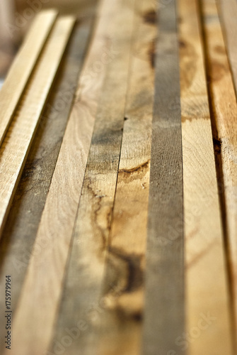 Wooden slats from oak