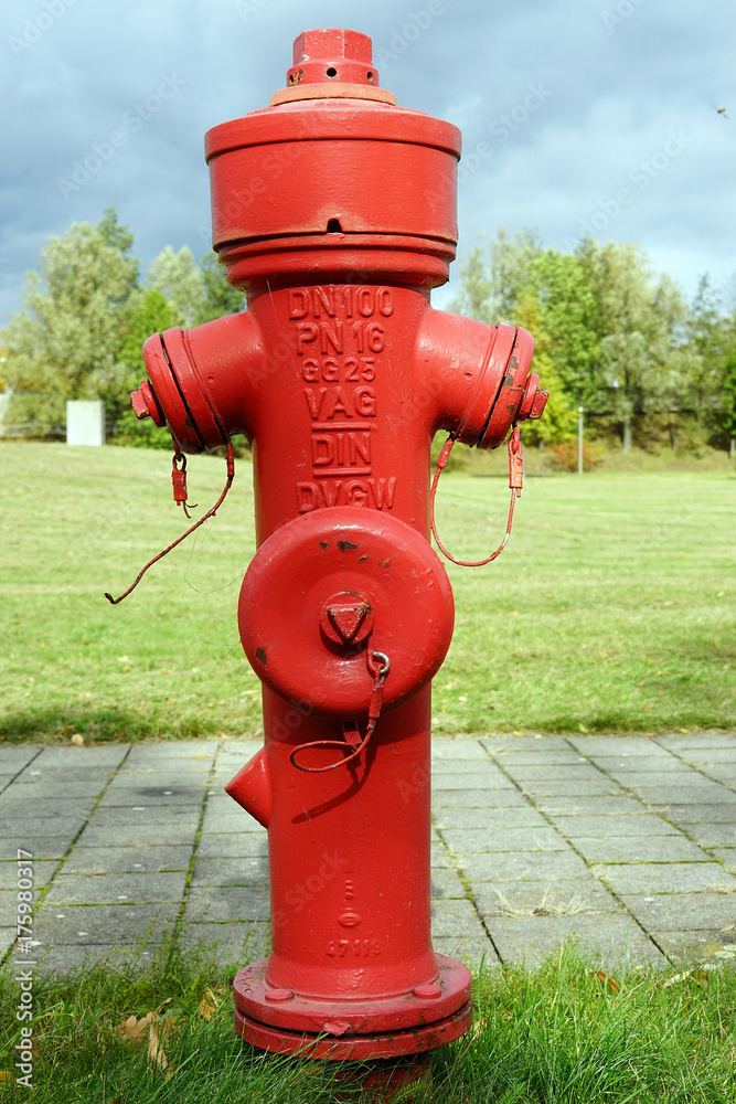 Fototapeta premium Hydrant rot red germany berflurhydrant fireplug fire
