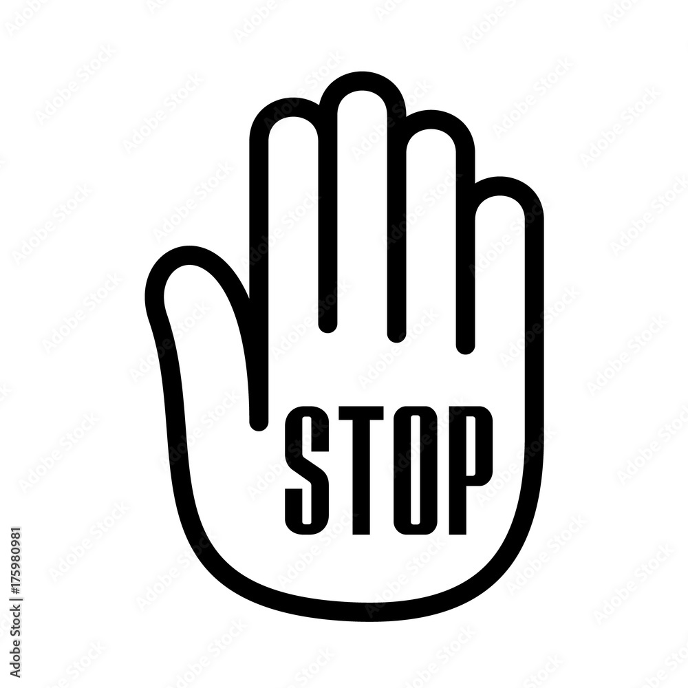 Obraz premium Hand palm open stop up logo. Outline style.