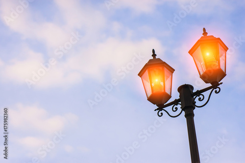 Garden lights in a beautiful view, with a backdrop of sky and be