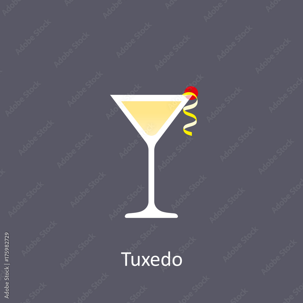 Tuxedo cocktail icon on dark background in flat style