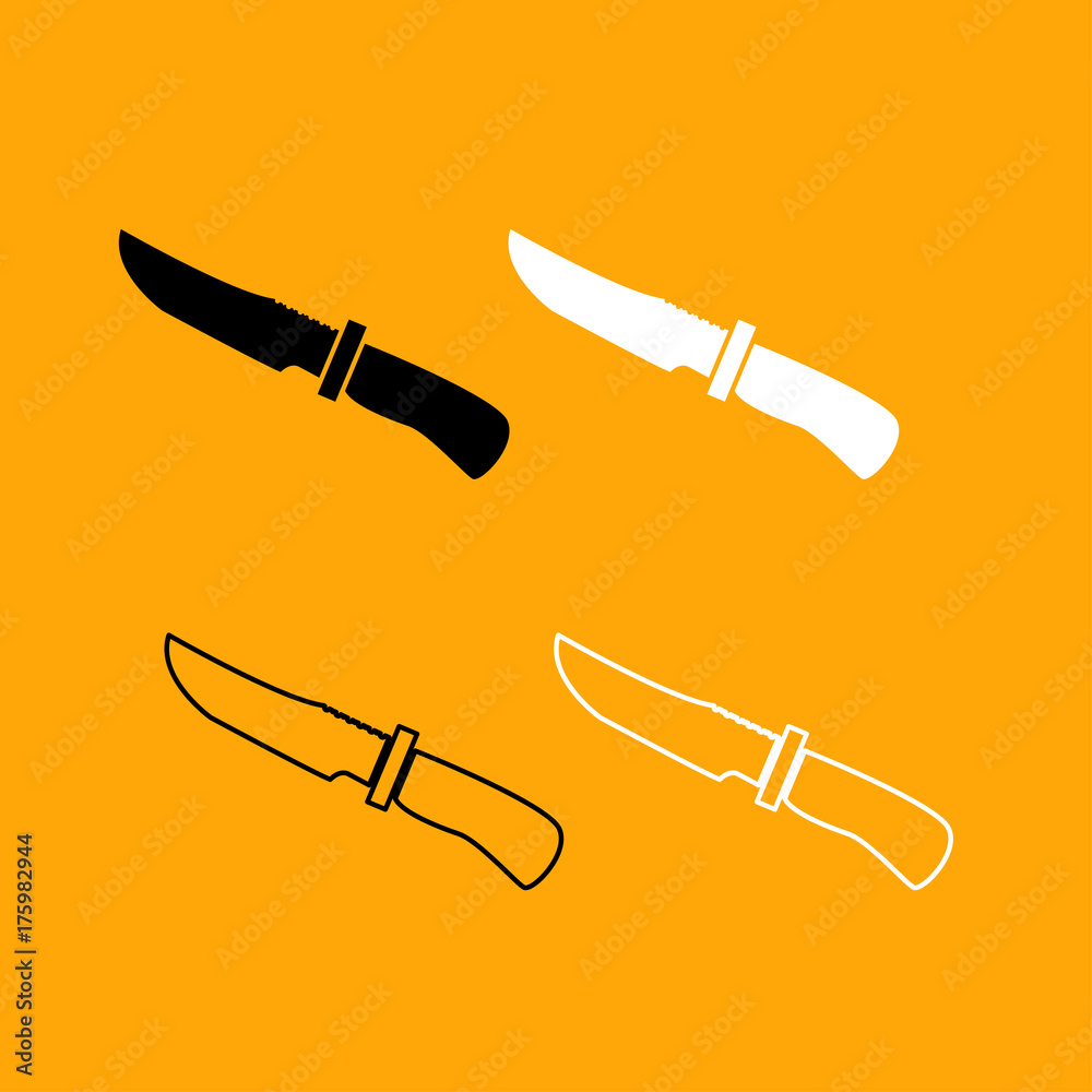 Knife of hunter black and white set icon. Knife of hunter black and white set icon.