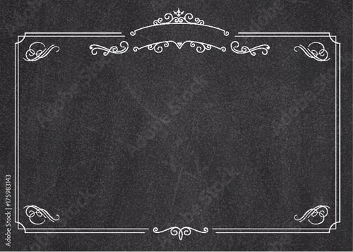 Vector retro menu blackboard background with border photo