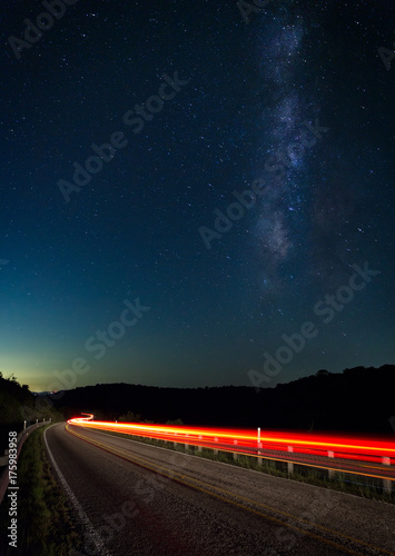 The Milky Way rises over Luckenbach in the Texas hill country