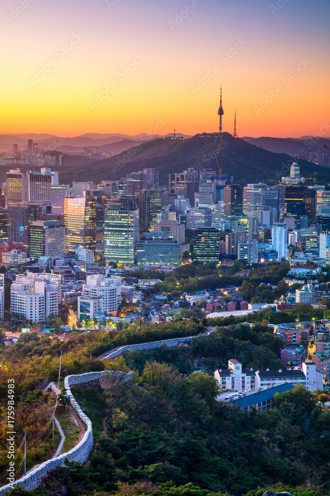 Seoul. Cityscape image of Seoul downtown during summer sunrise.