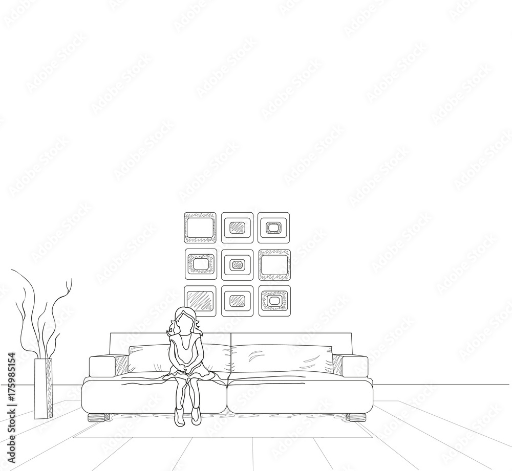 the girl is sitting sketch the girl is sitting sketch