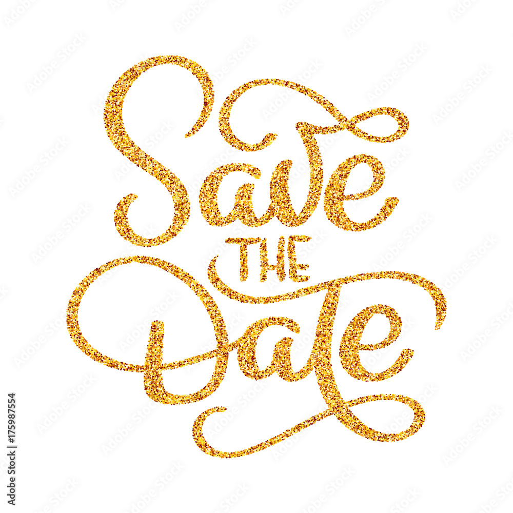 Wedding save the date calligraphy lettering golden text. Vintage art design illustration vector Wedding save the date calligraphy lettering golden text. Vintage art design illustration vector
