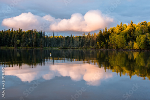Cloud reflections in Waskesiu Lake photo