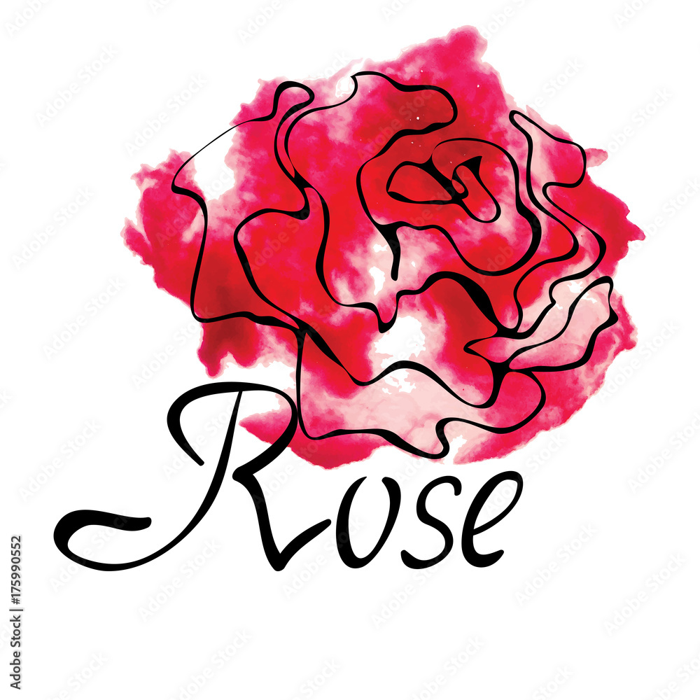 Vector colorful logo with watercolor rose