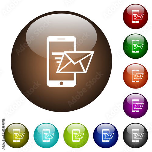 Sending email from mobile phone color glass buttons