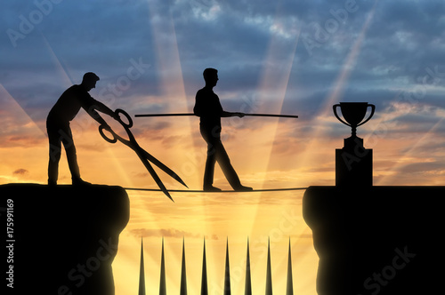 Valokuva Concept of envy of rivals to the success of another person