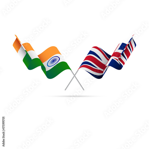 India and Great Britain flags. Vector illustration.