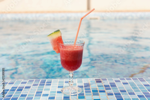 Water melon cocktail at the pool photo