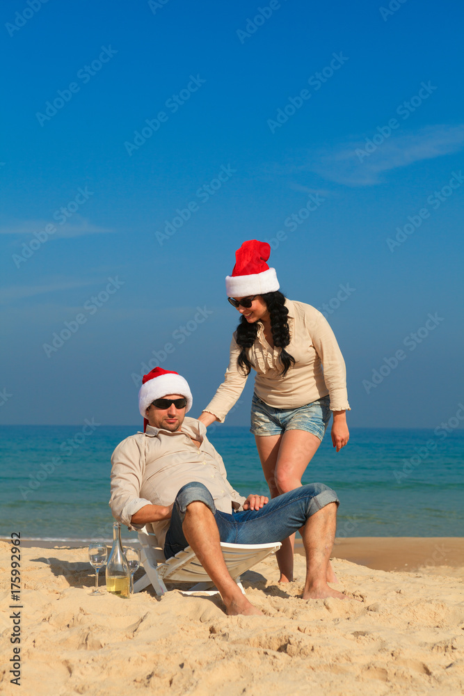 Christmas couple at the beach Christmas couple at the beach