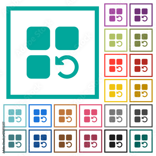 Undo component operation flat color icons with quadrant frames