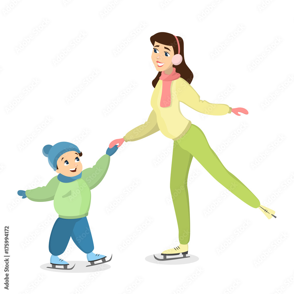 Family ice skating. Family ice skating.