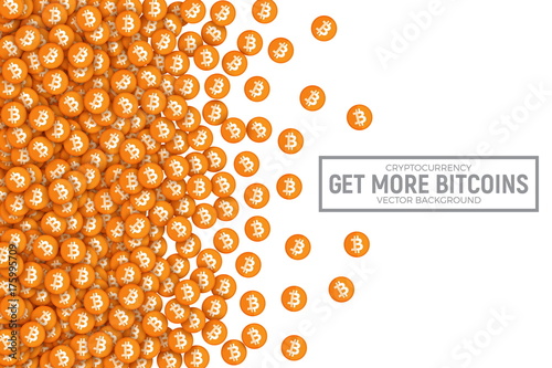 Vector 3D Digital Virtual Cryptocurrency Bitcoin Orange Flat Icons Abstract Conceptual Illustration Isolated on White Background. Design Elements for Web, Internet, E-Business, E-Commerce, E-Finance