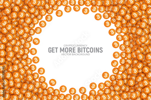 Vector 3D Digital Cryptocurrency Bitcoin Orange Flat Icons Abstract Conceptual Illustration Isolated on White Background. Design Elements for Web, Internet, Business, Trading, Commerce, Sales, Deals