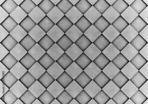 Wall of concrete cubes in checkerboard pattern. 3D rendering