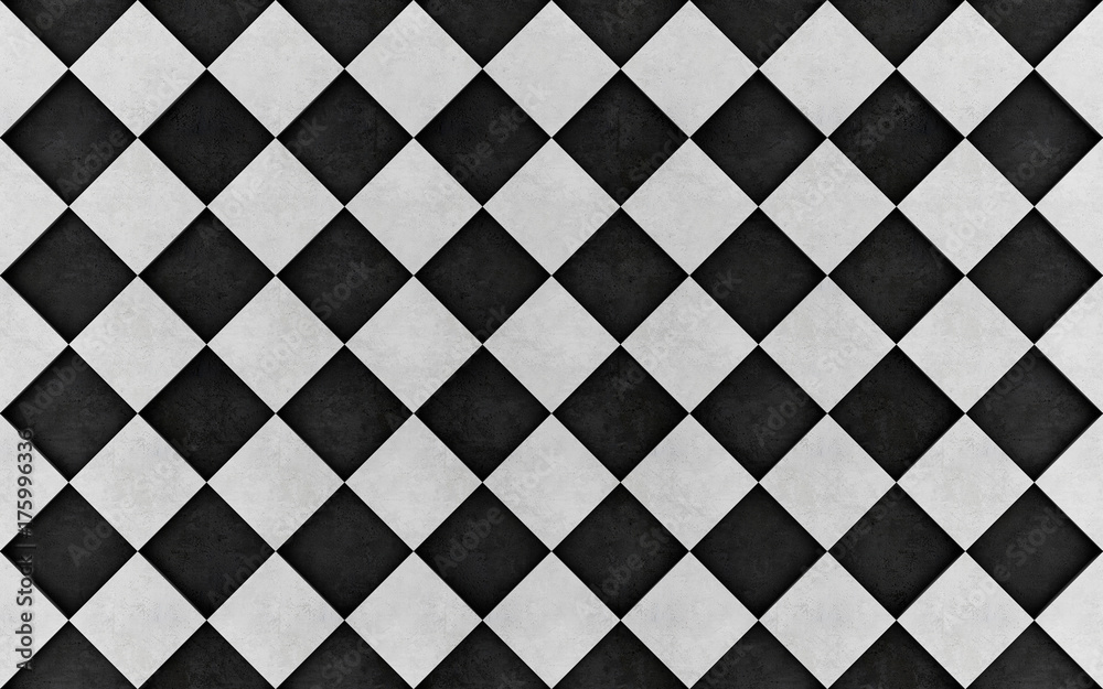 Wall of concrete cubes in checkerboard pattern. 3D rendering Wall of concrete cubes in checkerboard pattern. 3D rendering