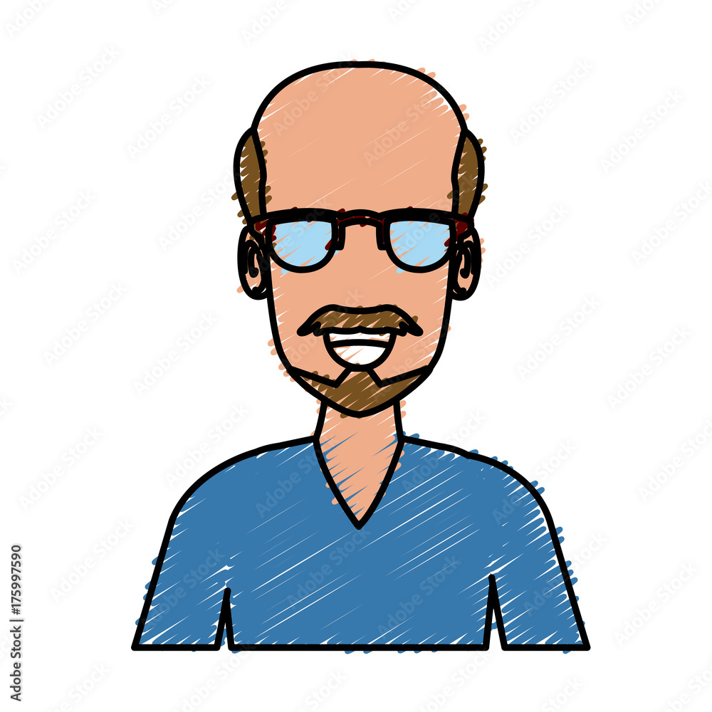 Man face with glasses cartoon icon vector illustration graphic design Man face with glasses cartoon icon vector illustration graphic design