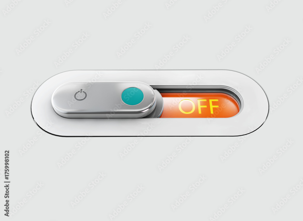 Realistic toggle switch. Gray switche with backlight, off position. 3d illustration Realistic toggle switch. Gray switche with backlight, off position. 3d illustration