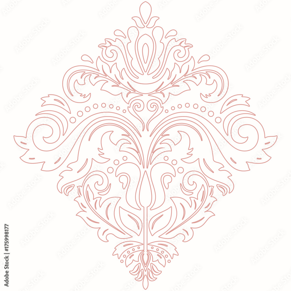 Elegant pink ornament in classic style. Abstract traditional pattern with oriental elements, Classic vintage pattern