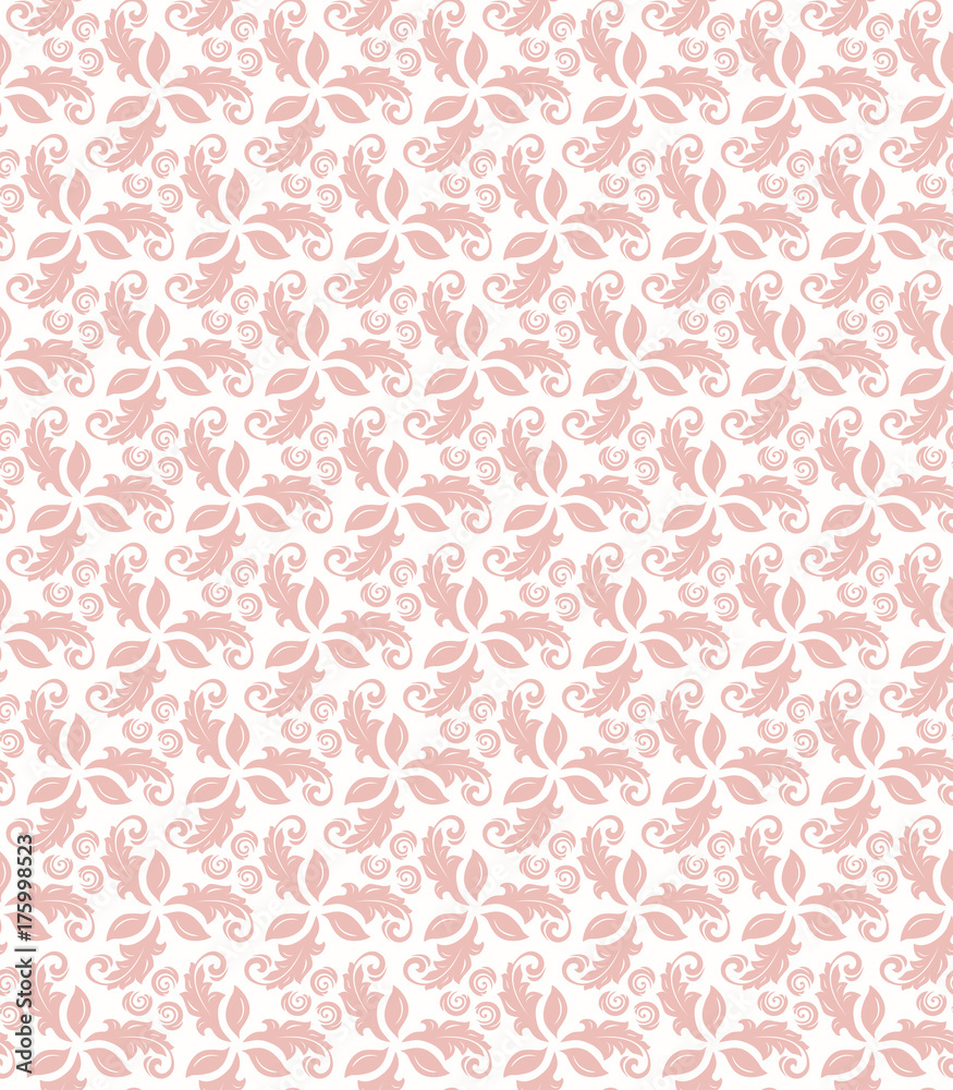 Floral pink ornament. Seamless abstract classic background with flowers. Pattern with repeating elements Floral pink ornament. Seamless abstract classic background with flowers. Pattern with repeating elements