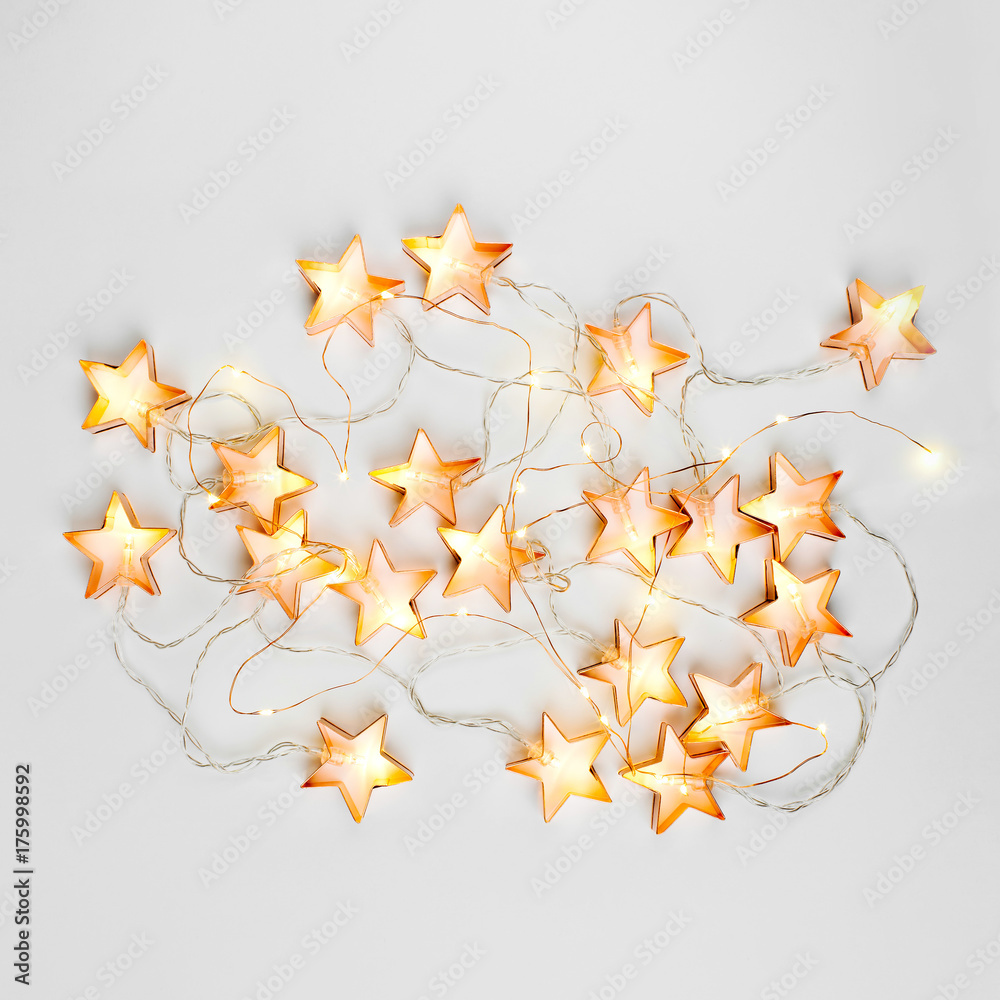 Abstract Christmas lights background. Flat top view Photo | Adobe Stock