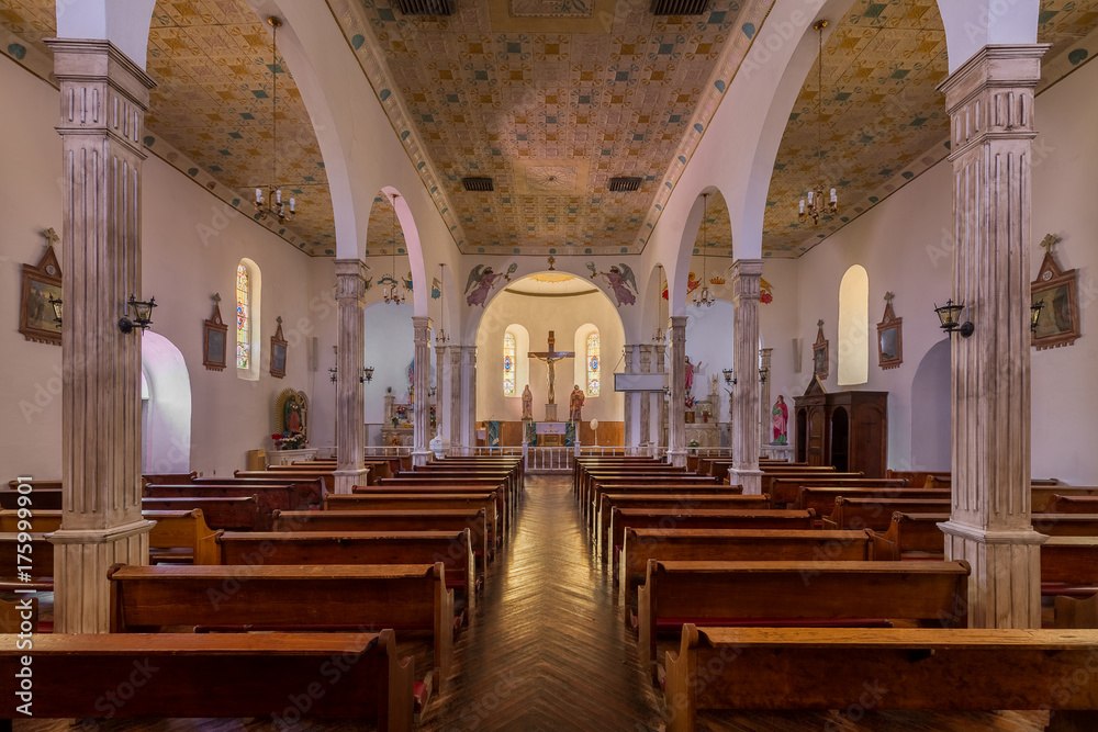 Interior of the San Elizario Presidio Chapel in San Elizario, Texas