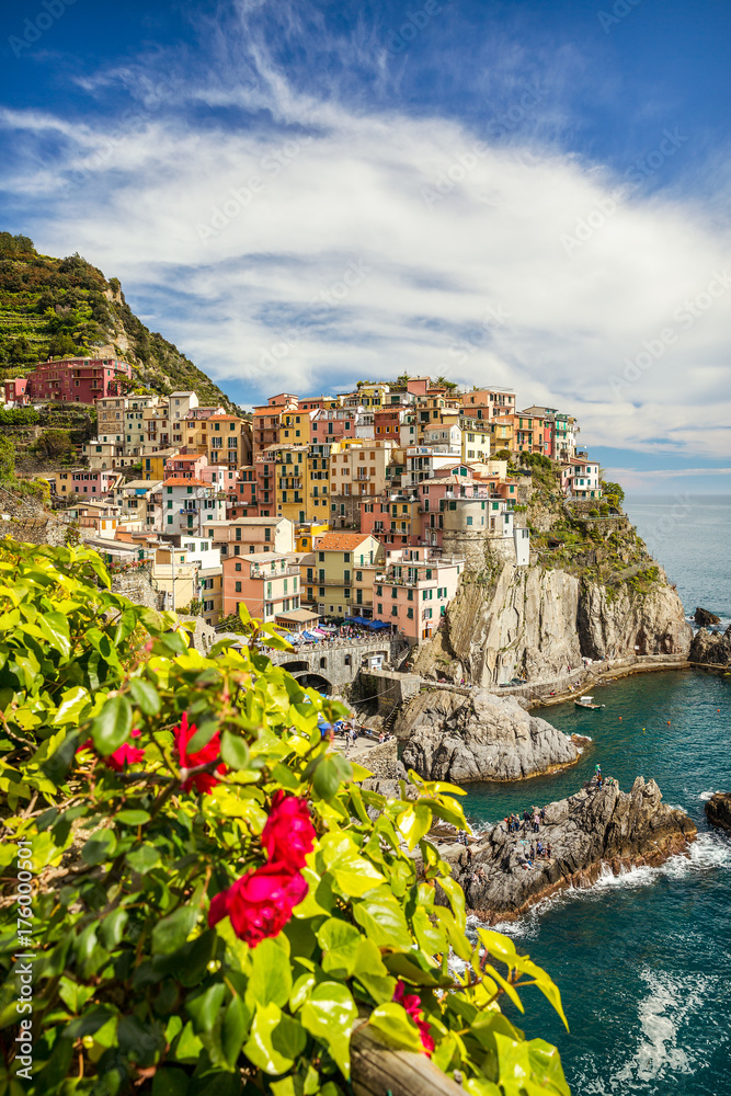 Manarola. It is the second smallest town of the famous Cinque Terre towns. Liguria, Italy.