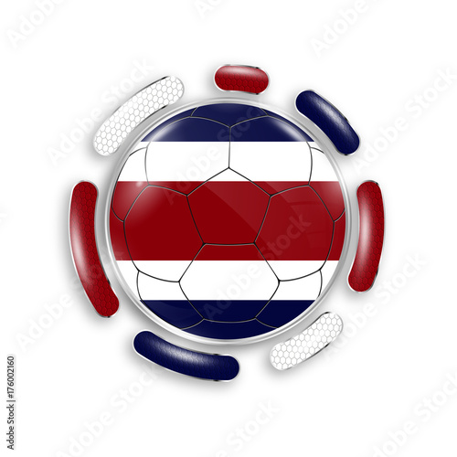 Soccer ball with the national flag of Costa rica. Modern emblem of soccer team. Realistic vector illustration. photo