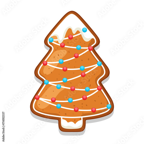 Gingerbread cookies tree. Illustration of Merry Christmas sweets
