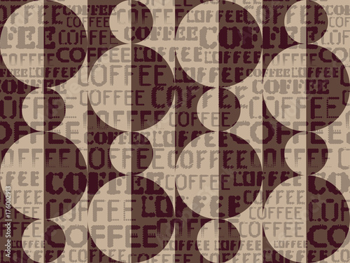 Coffee. Abstract coffee beans on brown background with a lettering.