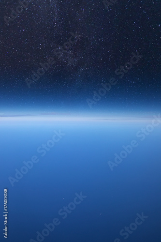 High altitude view between sky and space   in to the dark