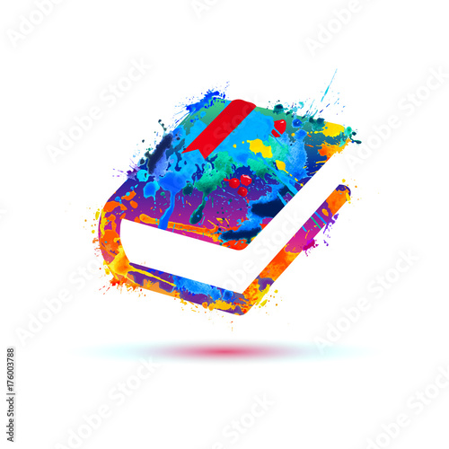 Book icon. Vector splash paint