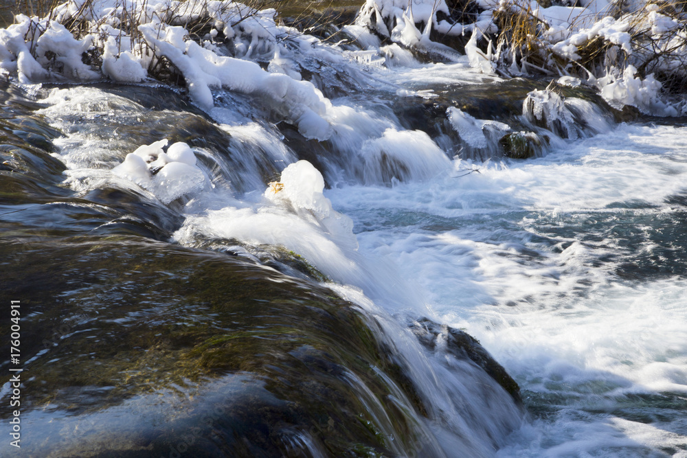 Winter in Plitvice lakes national park in Croatia Winter in Plitvice lakes national park in Croatia