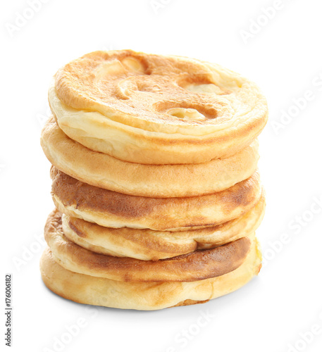 Tasty pancakes isolated on white