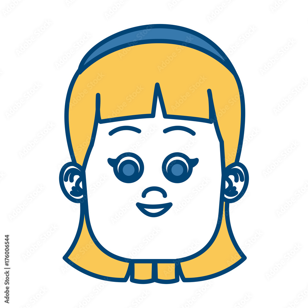 Cute girl face icon vector illustration graphic design