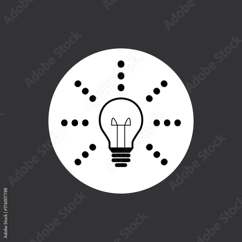 light bulb, beams, bubbles - shining, icon, symbol, pictogram, sign - perfect for web & print - vector - cute - black and white, grey frame