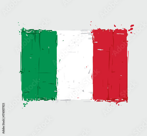 Italian Flag Flat - Artistic Brush Strokes and Splashes